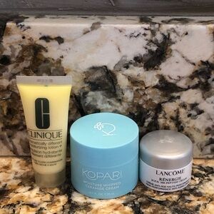 Set of 3 Clinique, Kopari and Lancome Mini Skincare Travel Size Bundle